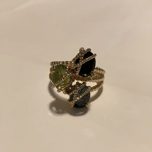 Macy’s Emerald, Sapphire, and Aquamarine gemstone ring, Size 7